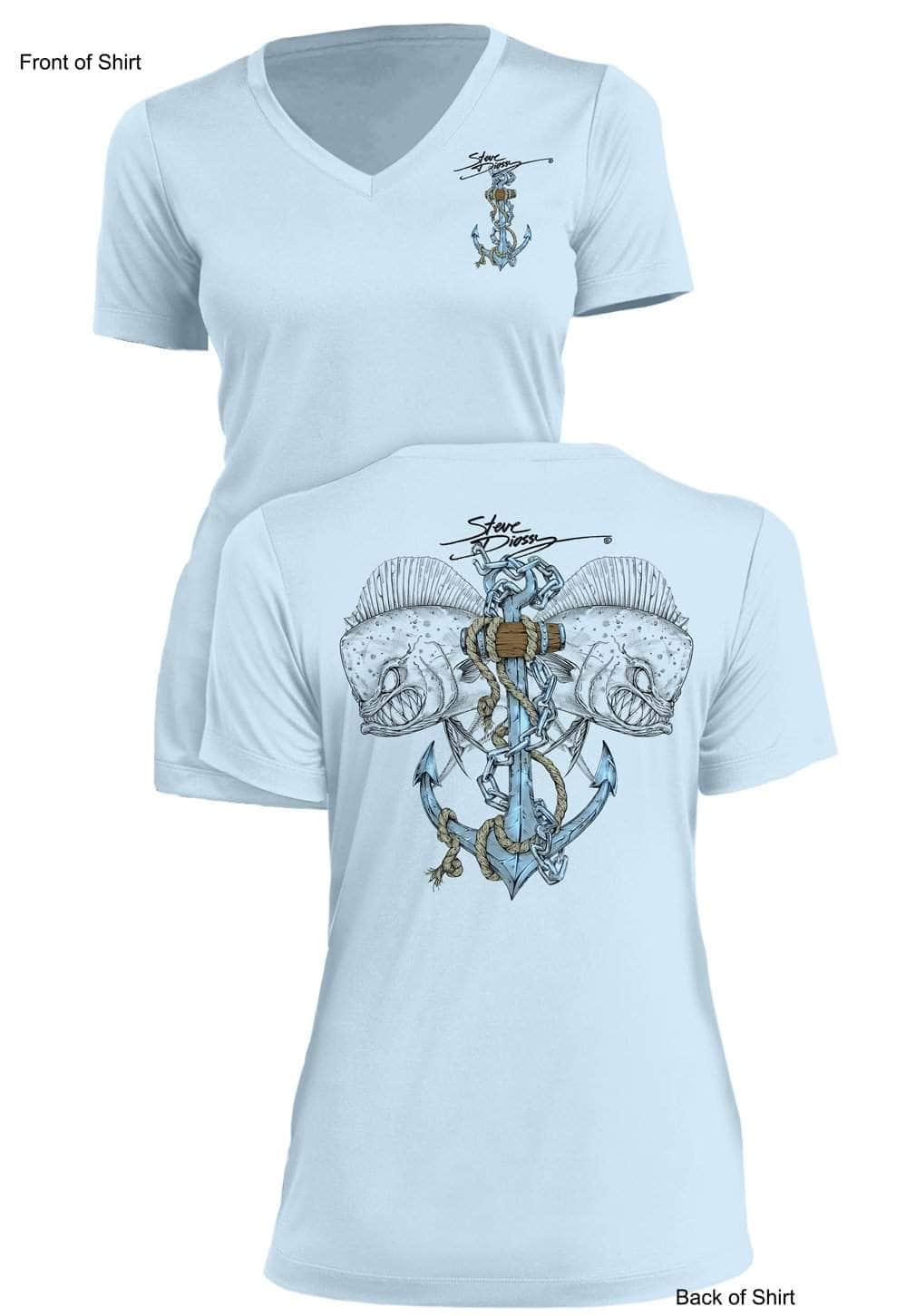 Mahi Anchor Color- Ladies Short Sleeve V-Neck-100% Polyester