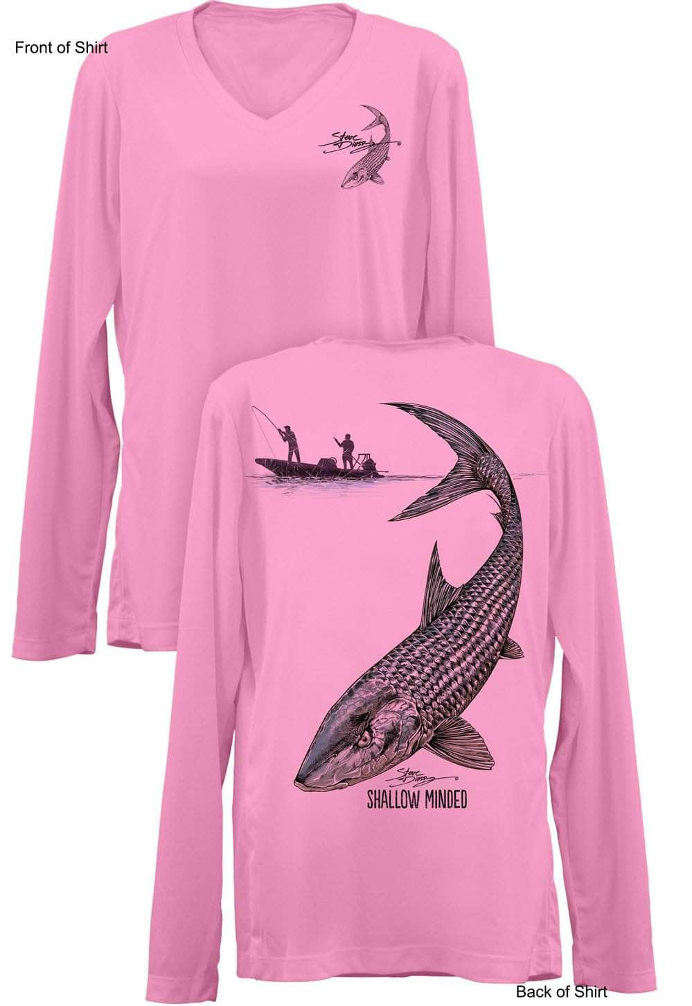 Shallow Minded Bonefish- Ladies Long Sleeve V-Neck-100% Polyester