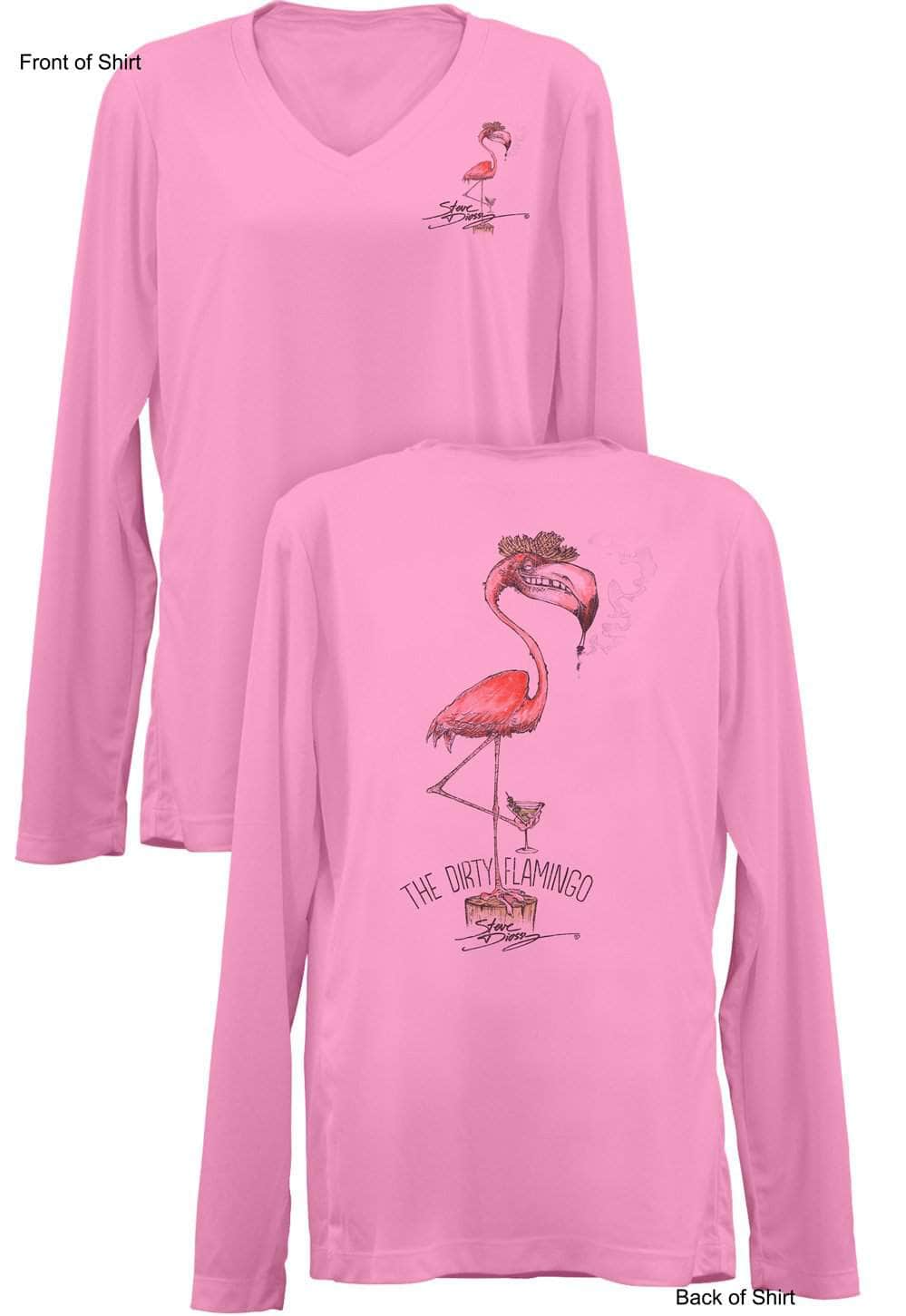 Dirty Flamingo- Ladies Long Sleeve V-Neck-100% Polyester