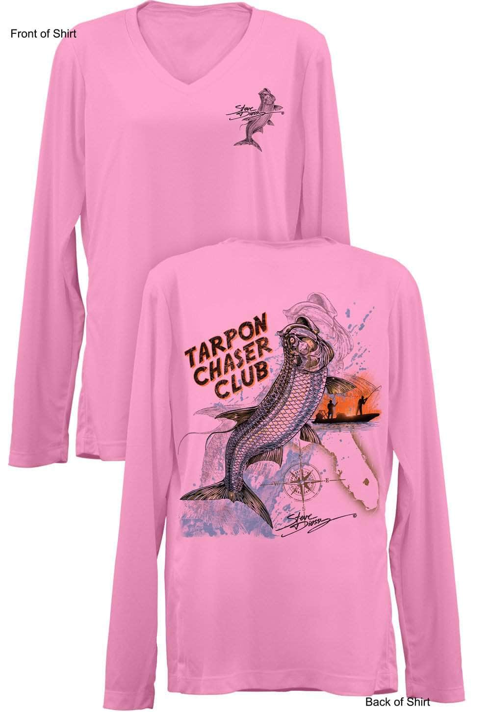 Tarpon Chaser- Ladies Long Sleeve V-Neck-100% Polyester