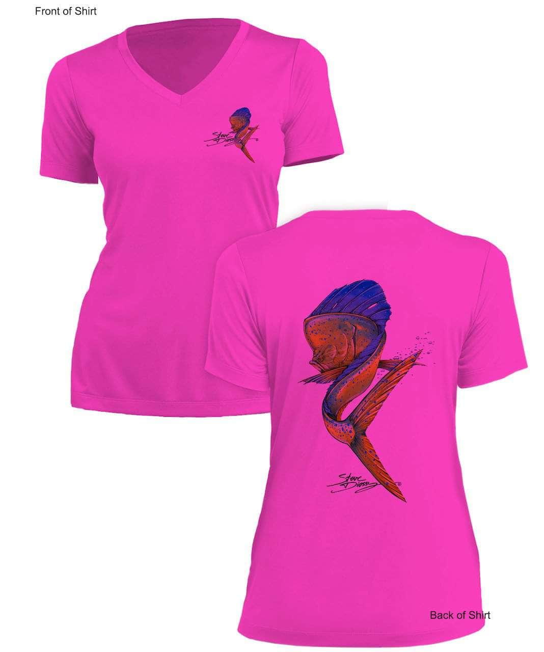 Mahi Swim- Ladies Short Sleeve V-Neck-100% Polyester