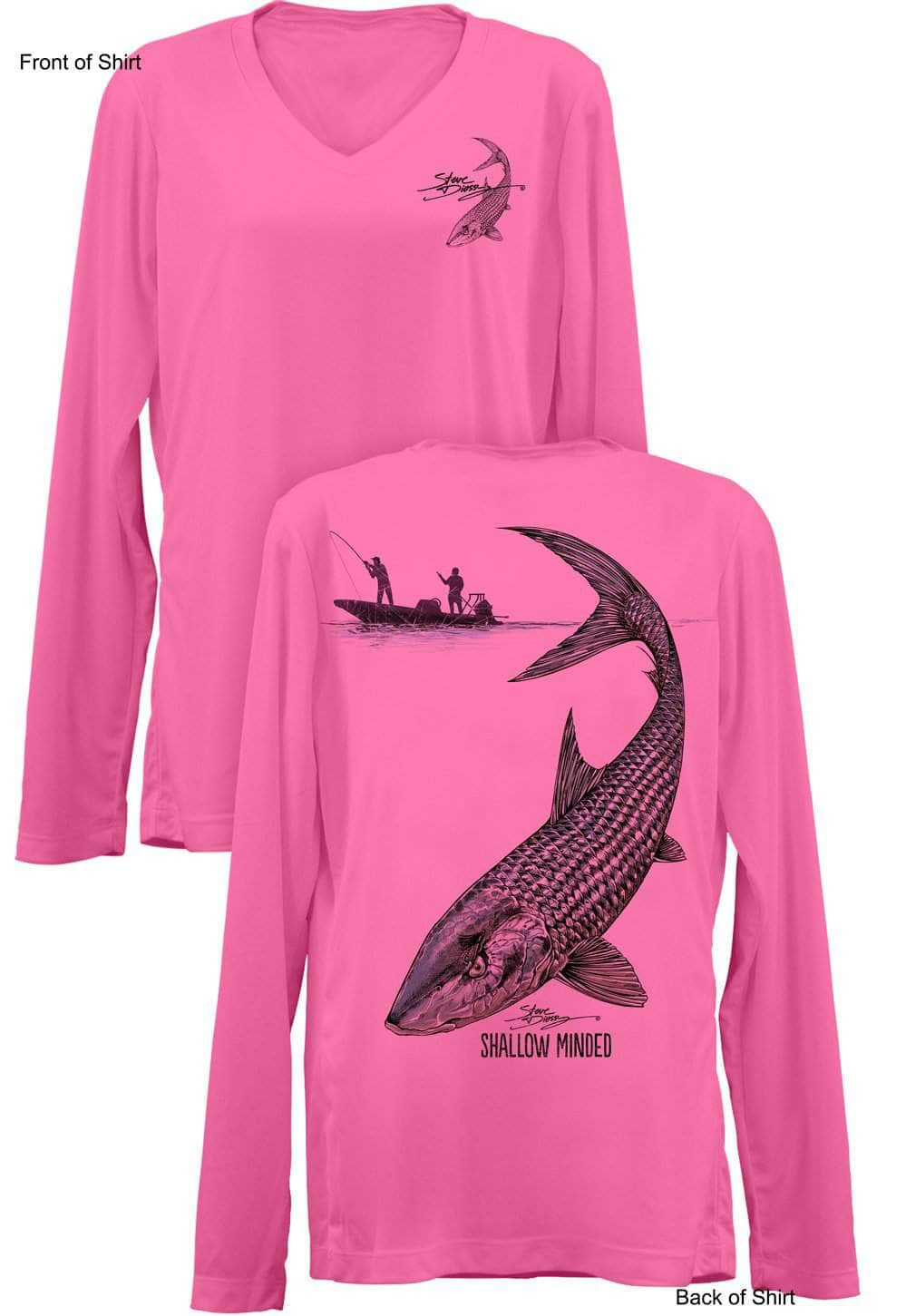 Shallow Minded Bonefish- Ladies Long Sleeve V-Neck-100% Polyester
