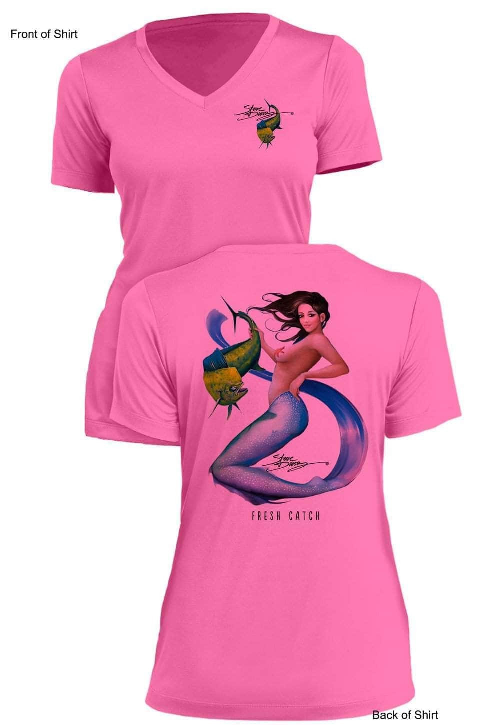 Fresh Catch- Ladies Short Sleeve V-Neck-100% Polyester