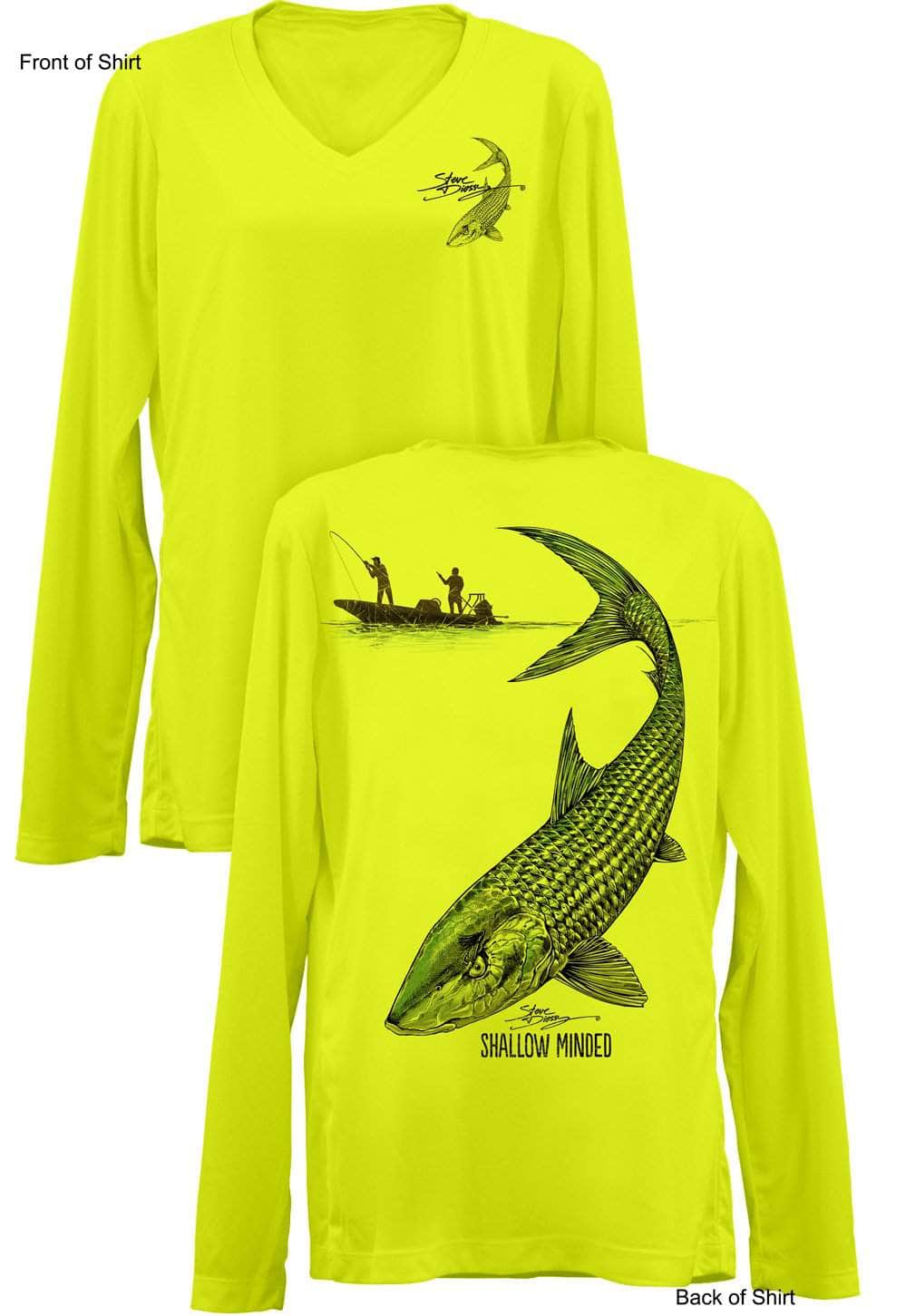Shallow Minded Bonefish- Ladies Long Sleeve V-Neck-100% Polyester