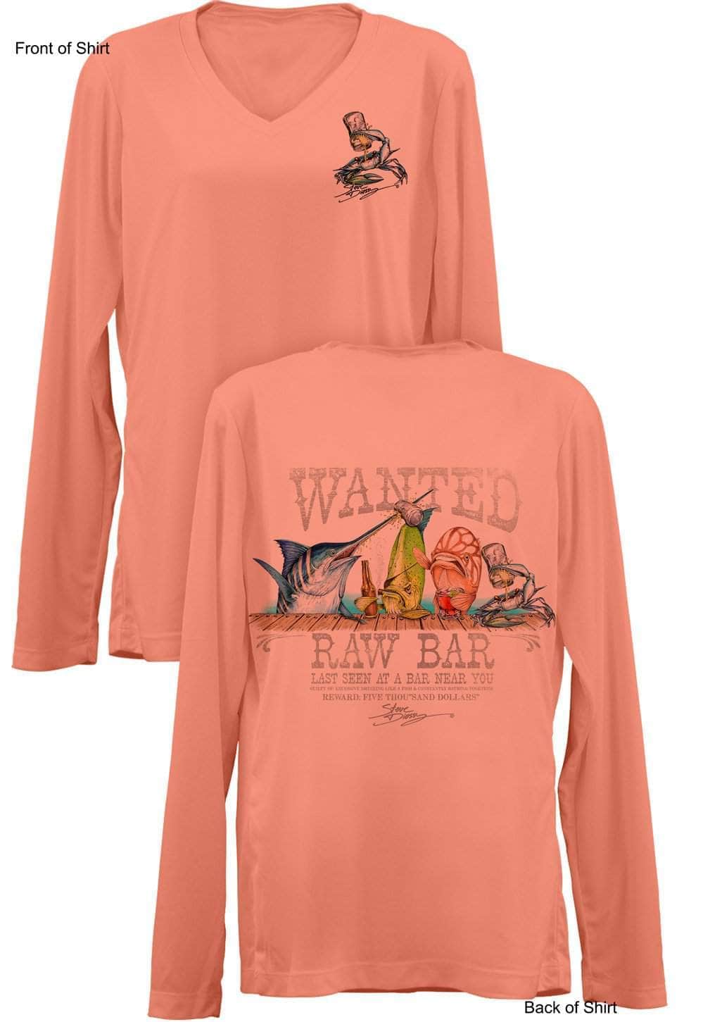 Raw Bar- Ladies Long Sleeve V-Neck-100% Polyester