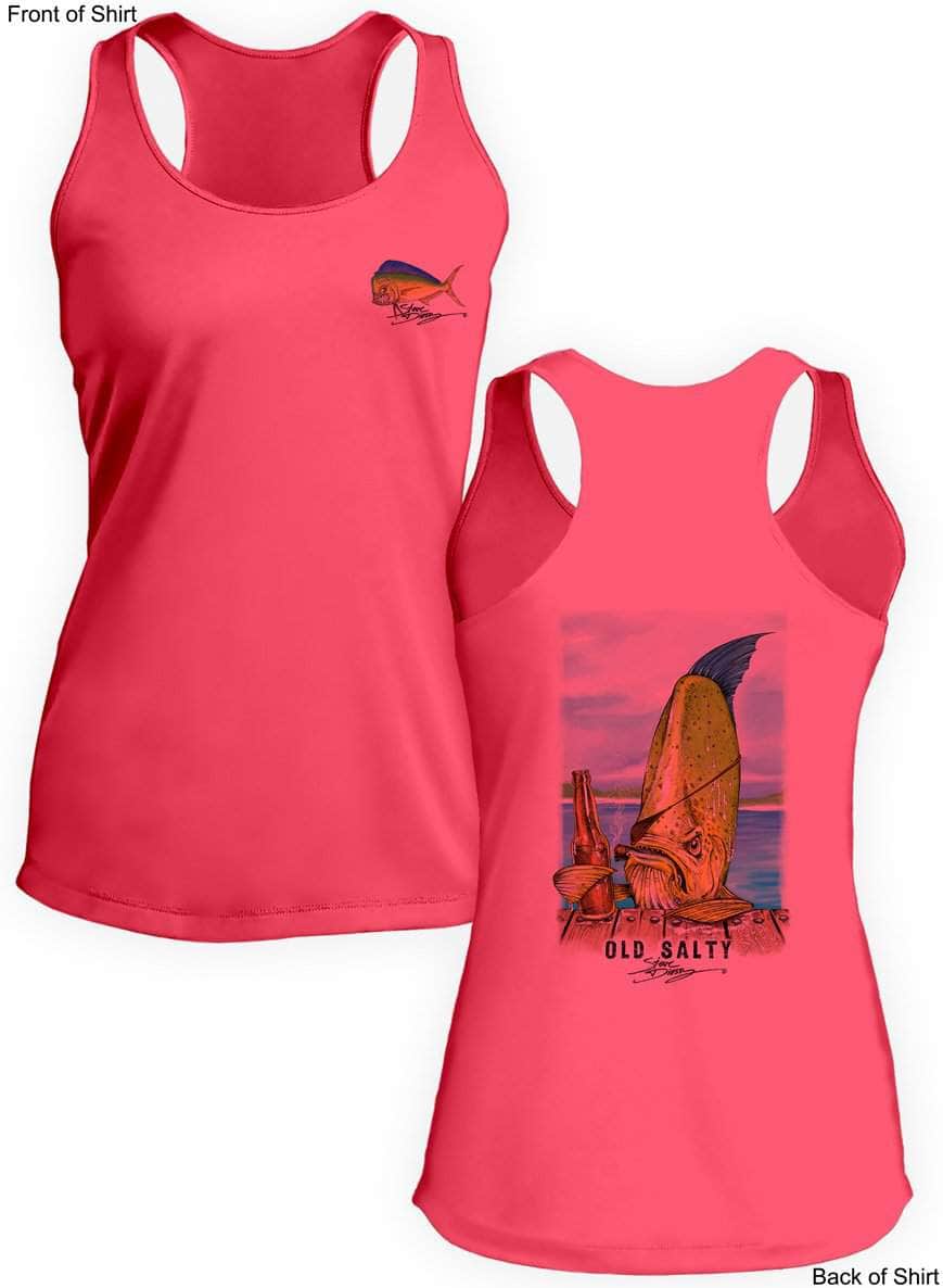 Old Salty- Ladies Racerback Tank-100% Polyester