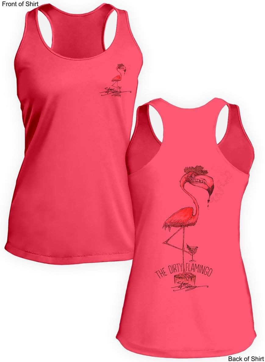 Dirty Flamingo- Ladies Racerback Tank-100% Polyester