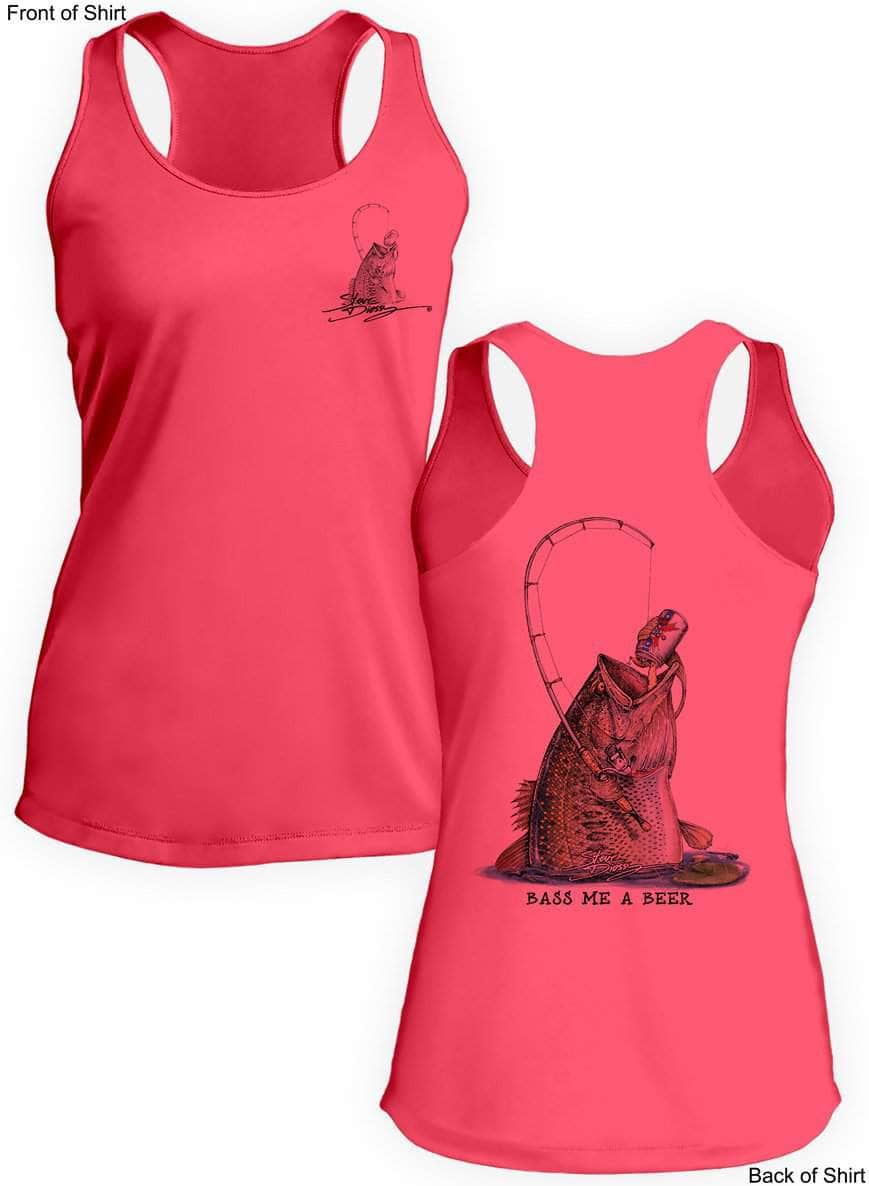 Bass Me A Beer- Ladies Racerback Tank-100% Polyester