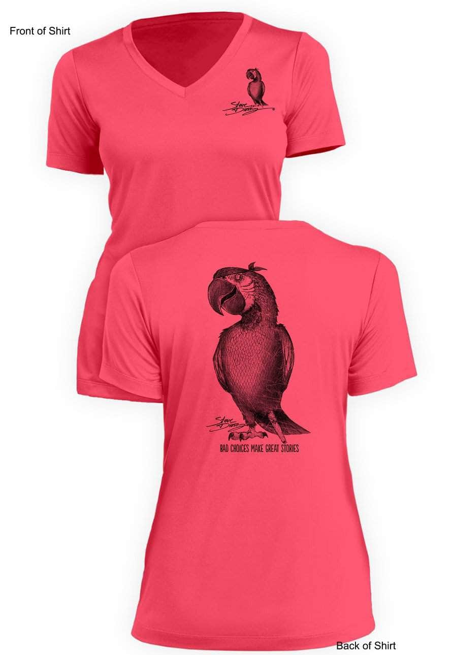 Pirate Parrot- Ladies Short Sleeve V-Neck-100% Polyester