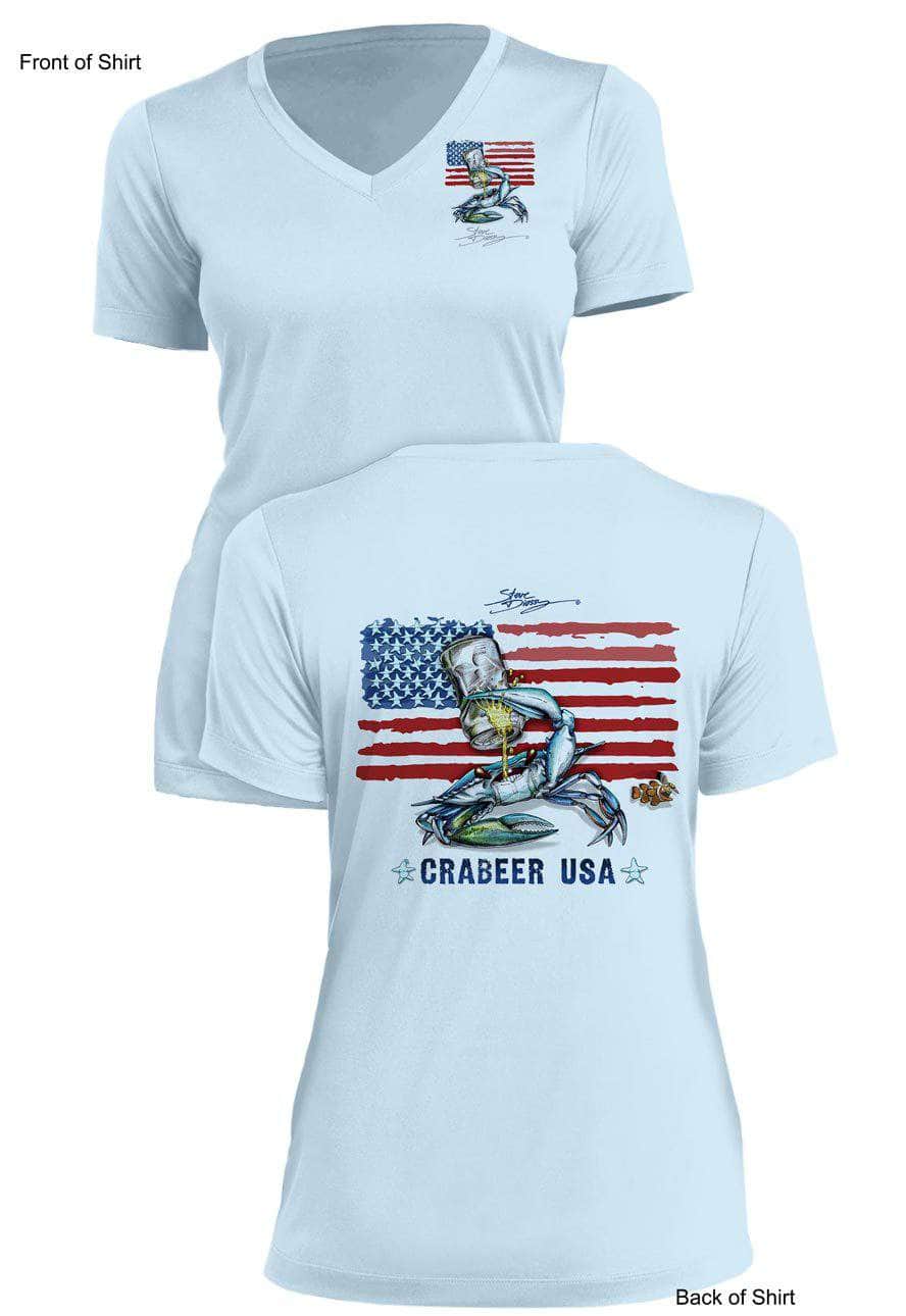 Crabeer USA- Ladies Short Sleeve V-Neck-100% Polyester