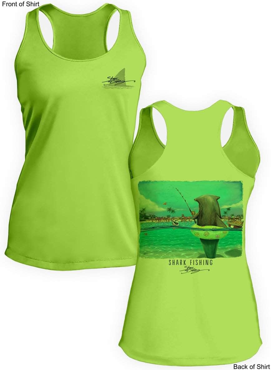 Shark Fishing- Ladies Racerback Tank-100% Polyester