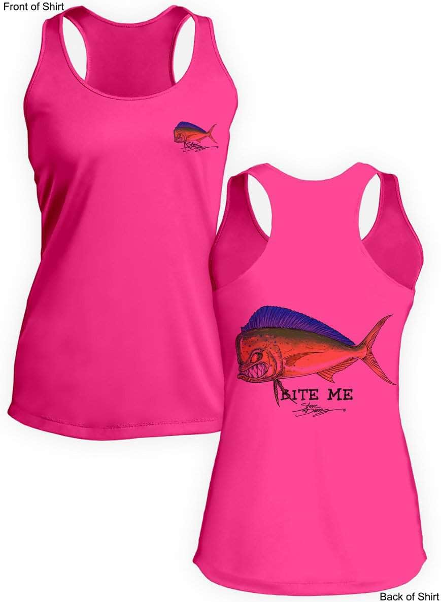 Bite Me Mahi- Ladies Racerback Tank-100% Polyester