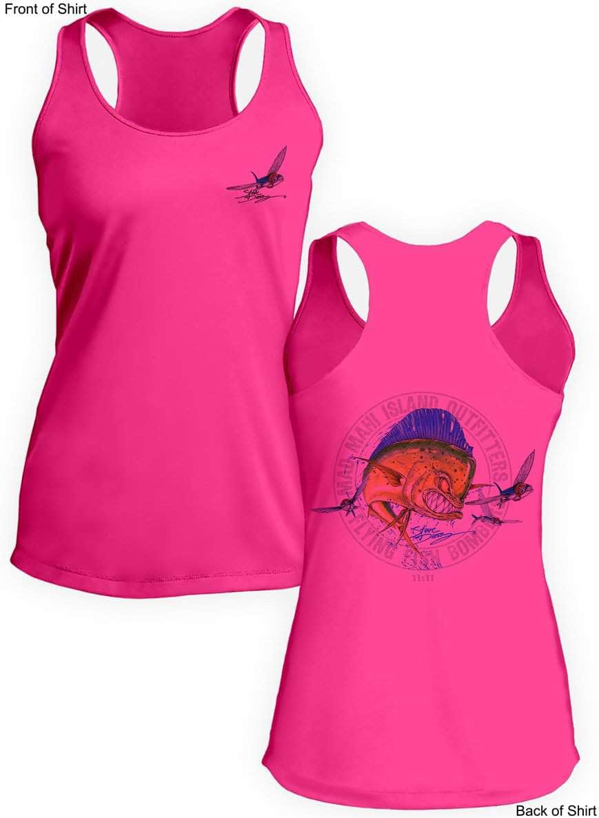 Mad Mahi Outfitters- Ladies Racerback Tank-100% Polyester