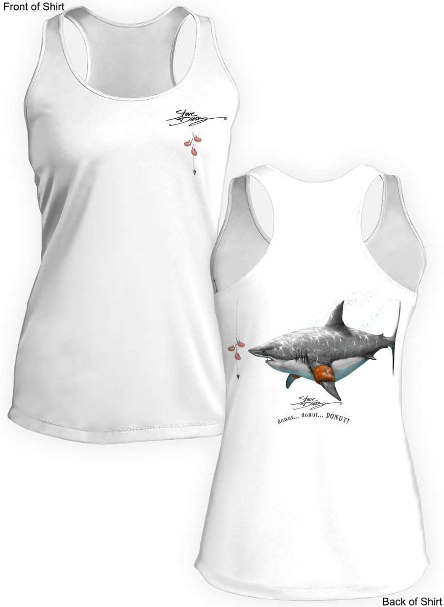Donut Shark- Ladies Racerback Tank-100% Polyester