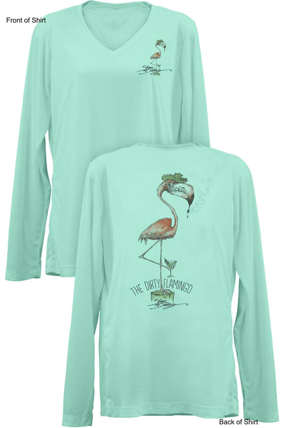 Dirty Flamingo- Ladies Long Sleeve V-Neck-100% Polyester