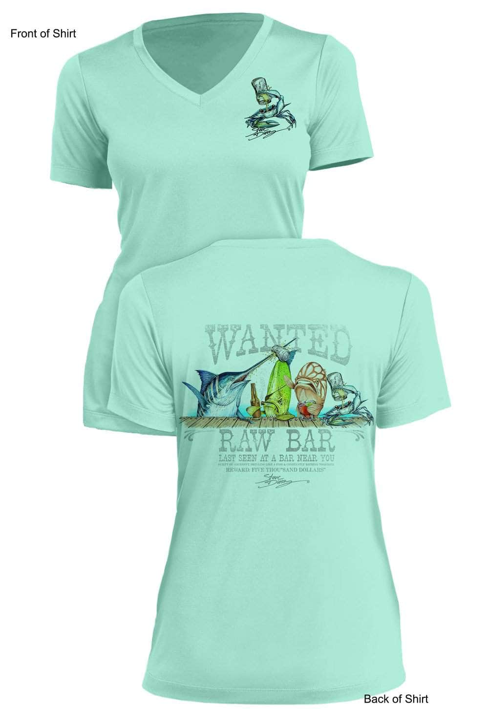 Raw Bar- Ladies Short Sleeve V-Neck-100% Polyester