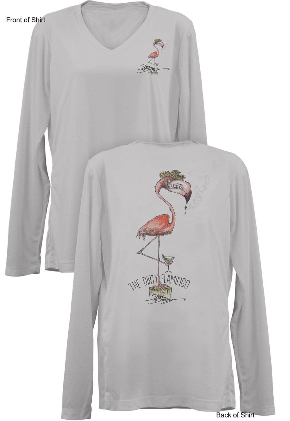 Dirty Flamingo- Ladies Long Sleeve V-Neck-100% Polyester