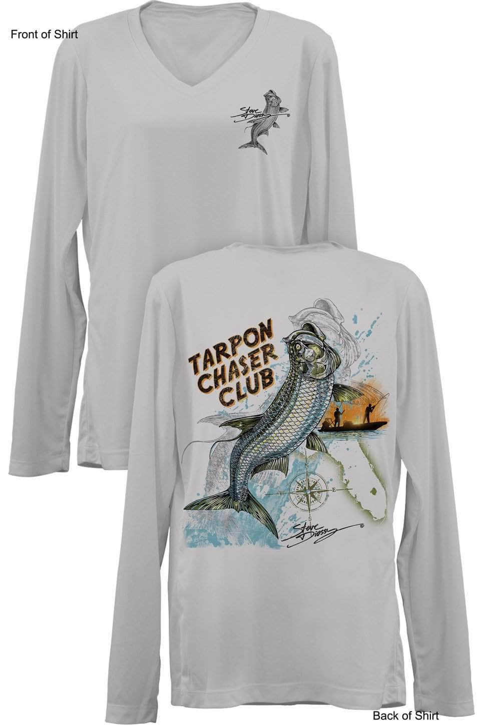 Tarpon Chaser- Ladies Long Sleeve V-Neck-100% Polyester