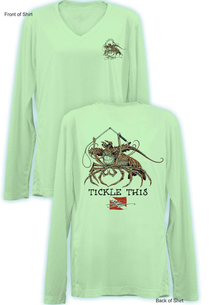 Tickle This Lobster- Ladies Long Sleeve V-Neck-100% Polyester
