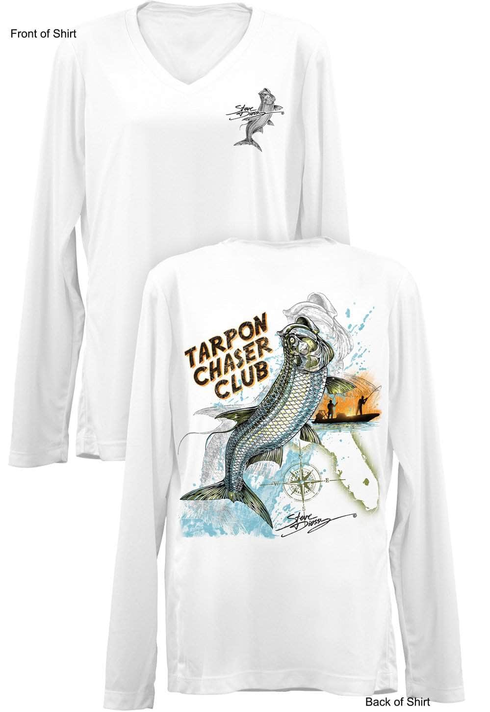 Tarpon Chaser- Ladies Long Sleeve V-Neck-100% Polyester