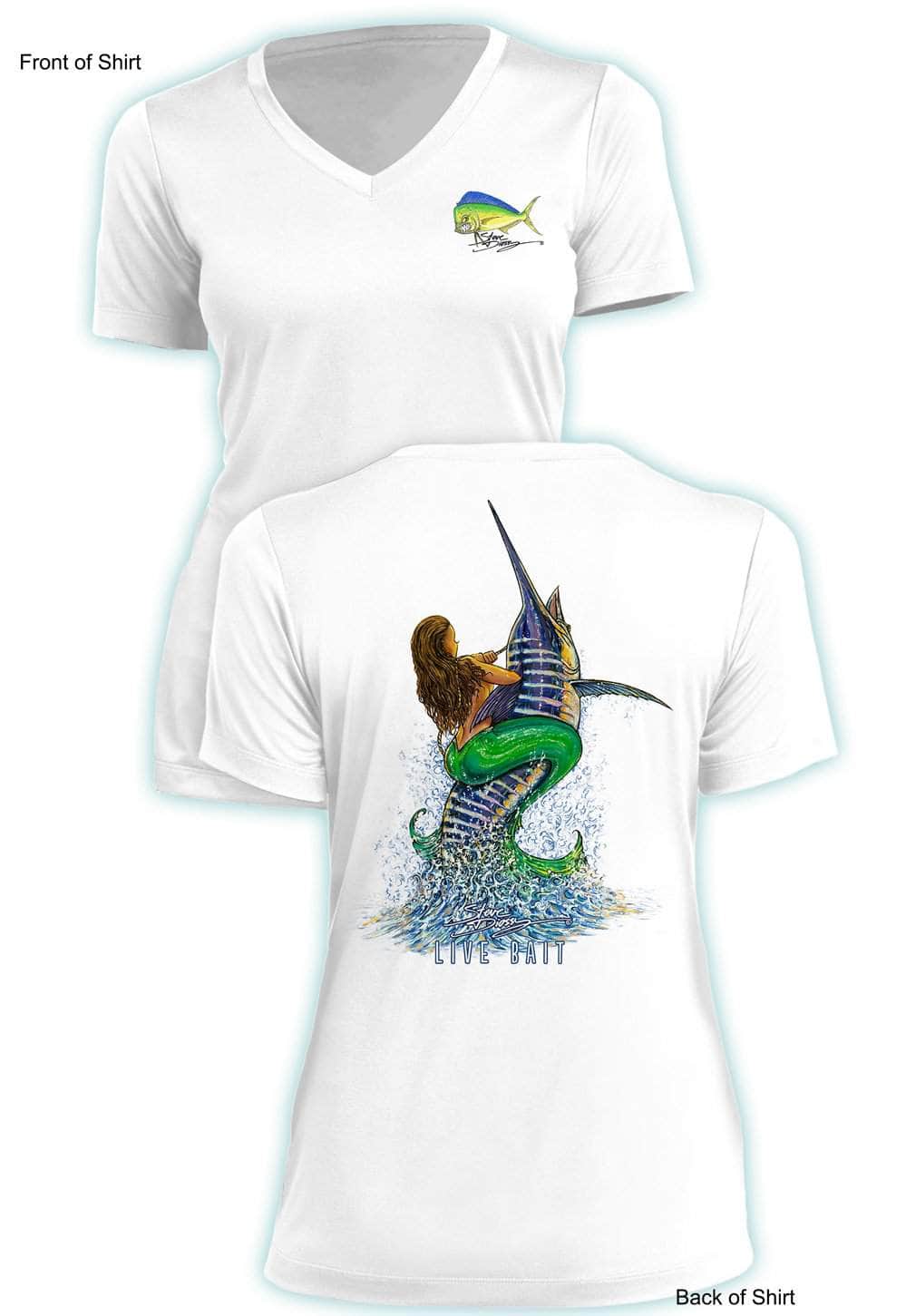 Live Bait- Ladies Short Sleeve V-Neck-100% Polyester