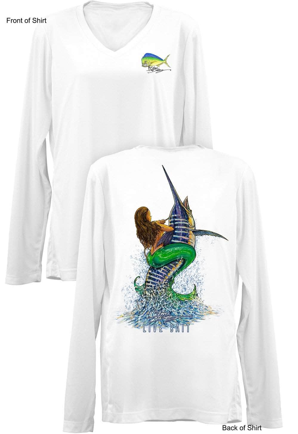 Live Bait- Ladies Long Sleeve V-Neck-100% Polyester