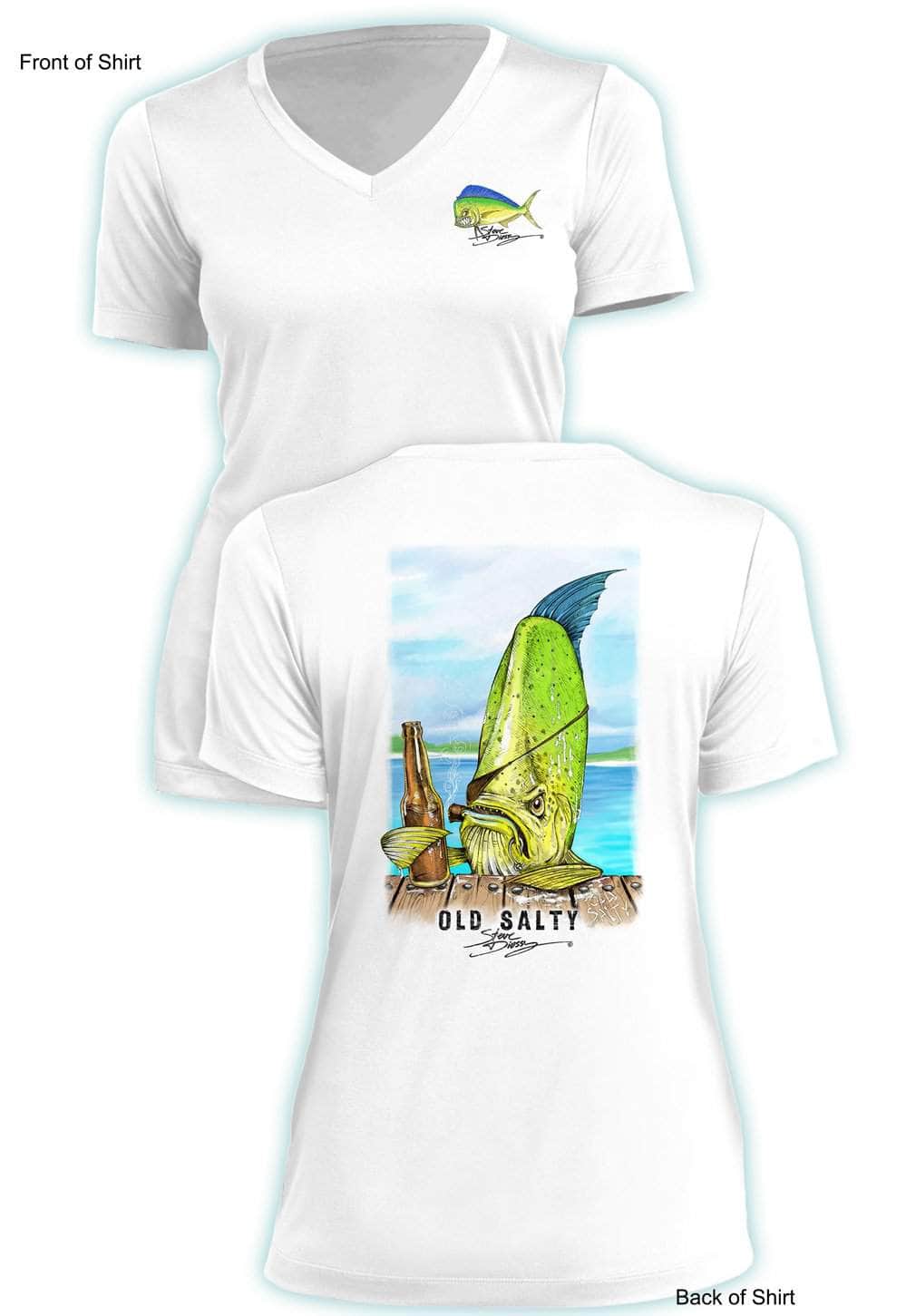 Old Salty- Ladies Short Sleeve V-Neck-100% Polyester