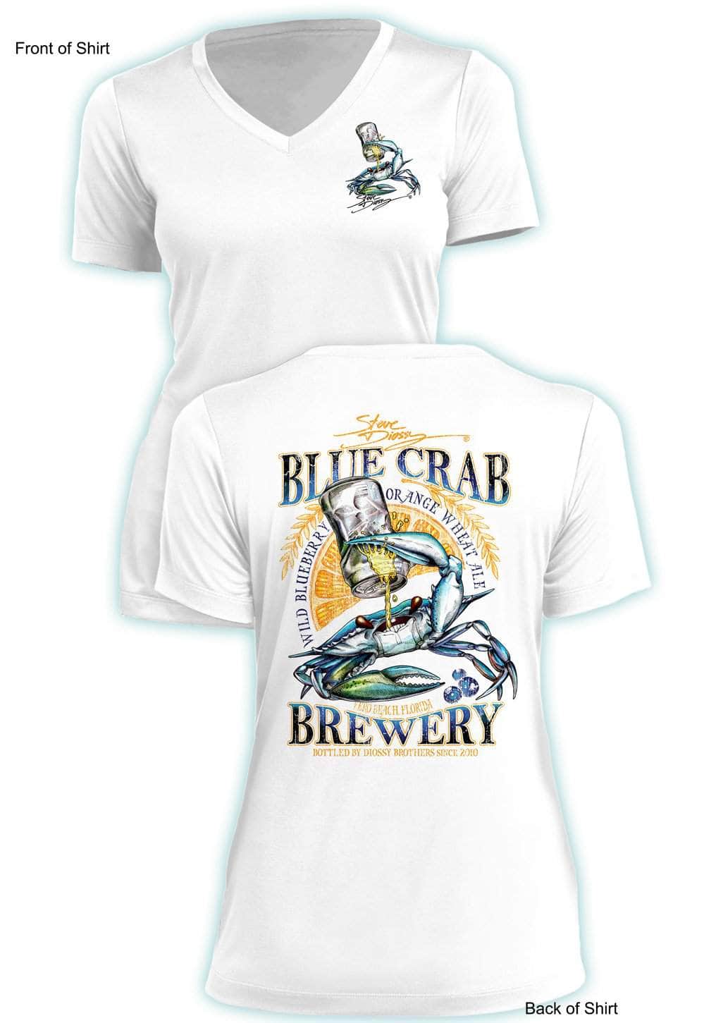 Blue Crab Brew - Ladies Short Sleeve V-Neck-100% Polyester