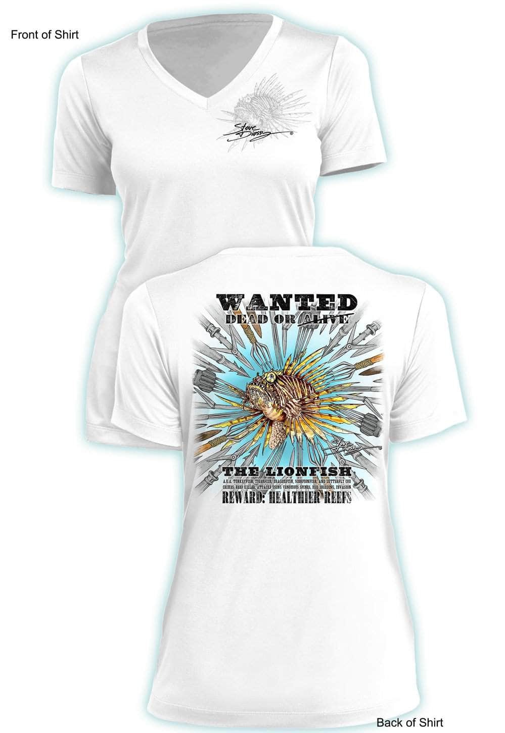 Lionfish SPEARS- Ladies Short Sleeve V-Neck-100% Polyester