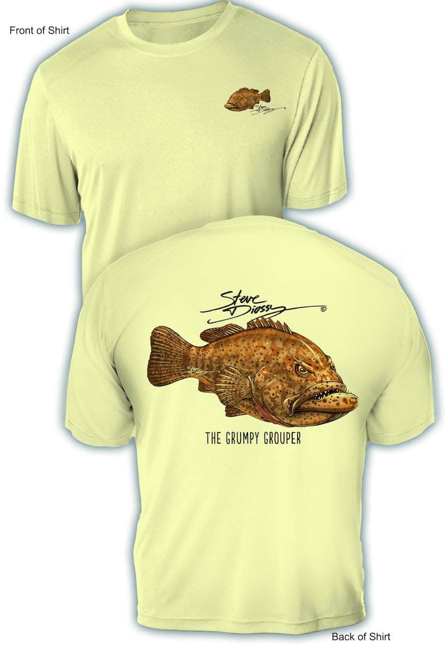 Grumpy Grouper - UV Sun Protection Shirt - 100% Polyester - Short Sleeve UPF 50