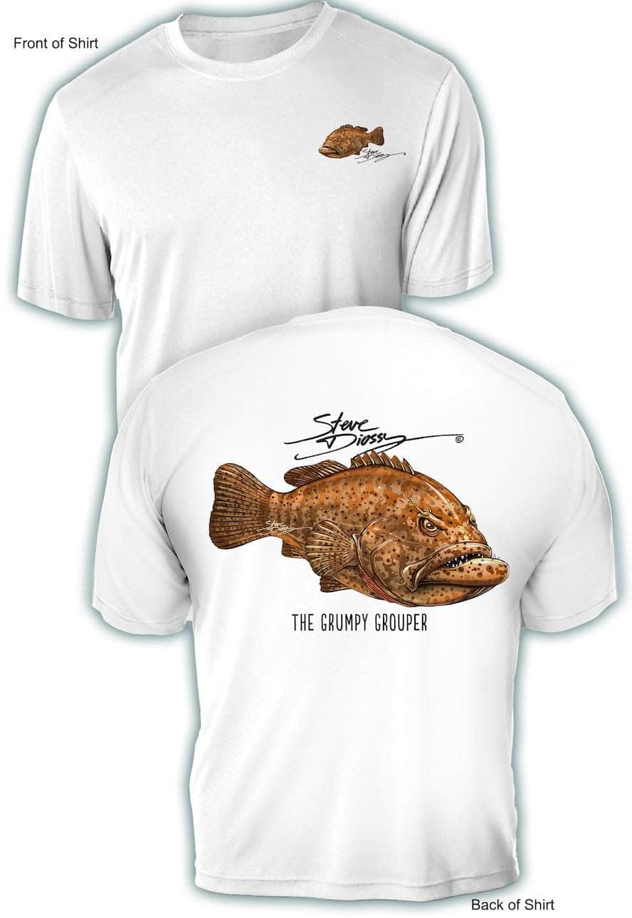 Grumpy Grouper - UV Sun Protection Shirt - 100% Polyester - Short Sleeve UPF 50