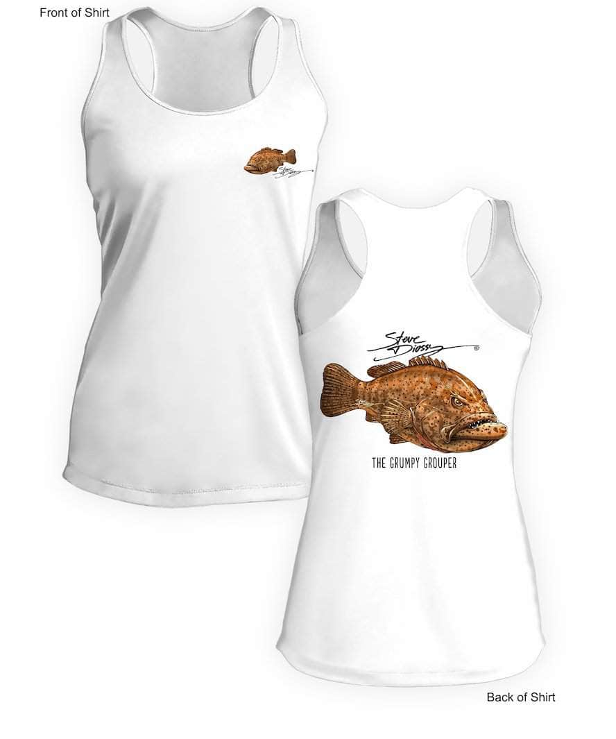 Grumpy Grouper - Ladies Racerback Tank-100% Polyester