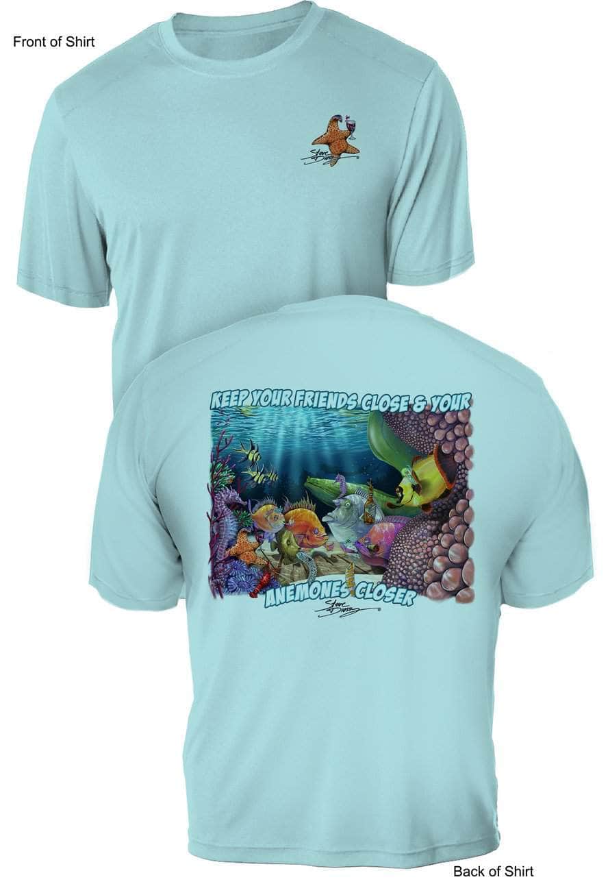 Anemones Closer- UV Sun Protection Shirt - 100% Polyester - Short Sleeve UPF 50