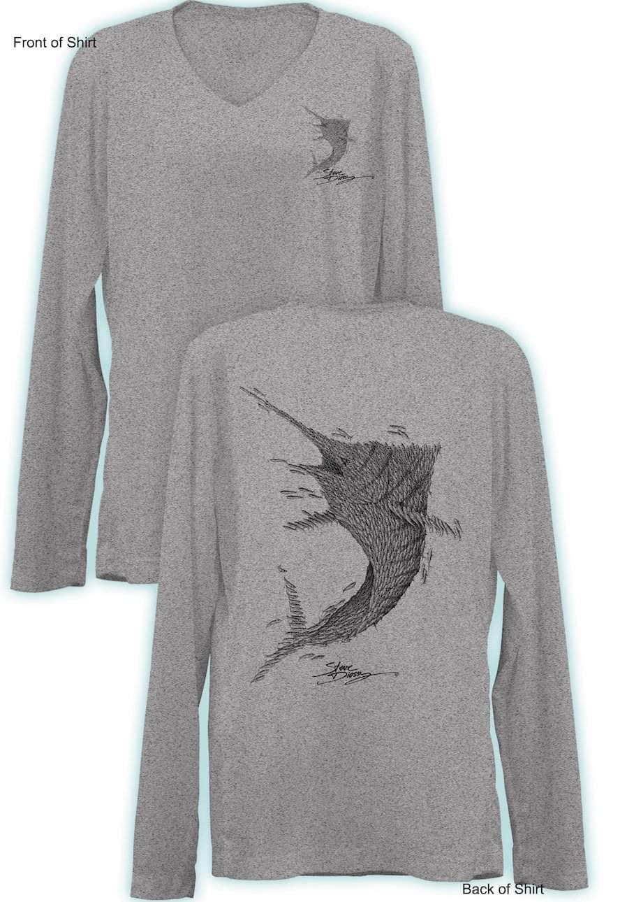 Bait Ball Marlin - Ladies Long Sleeve V-Neck-100% Polyester