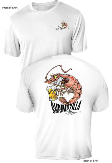 Shrimpzilla - UV Sun Protection Shirt - 100% Polyester - Short Sleeve UPF 50
