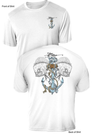 Mahi Anchor- UV Sun Protection Shirt - 100% Polyester - Short Sleeve UPF 50