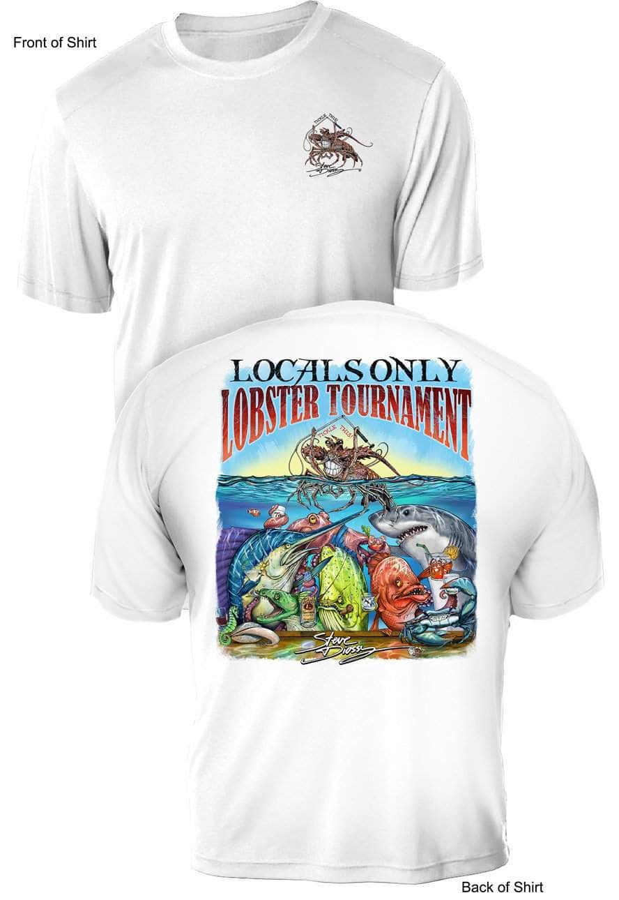 Locals Only Lobster- UV Sun Protection Shirt - 100% Polyester - Short Sleeve UPF 50