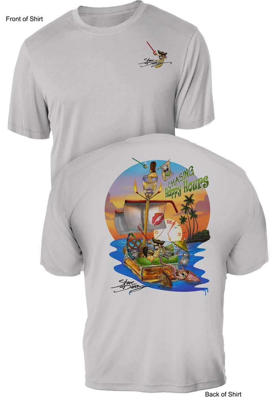Chasing Happy Hours- UV Sun Protection Shirt - 100% Polyester - Short Sleeve UPF 50