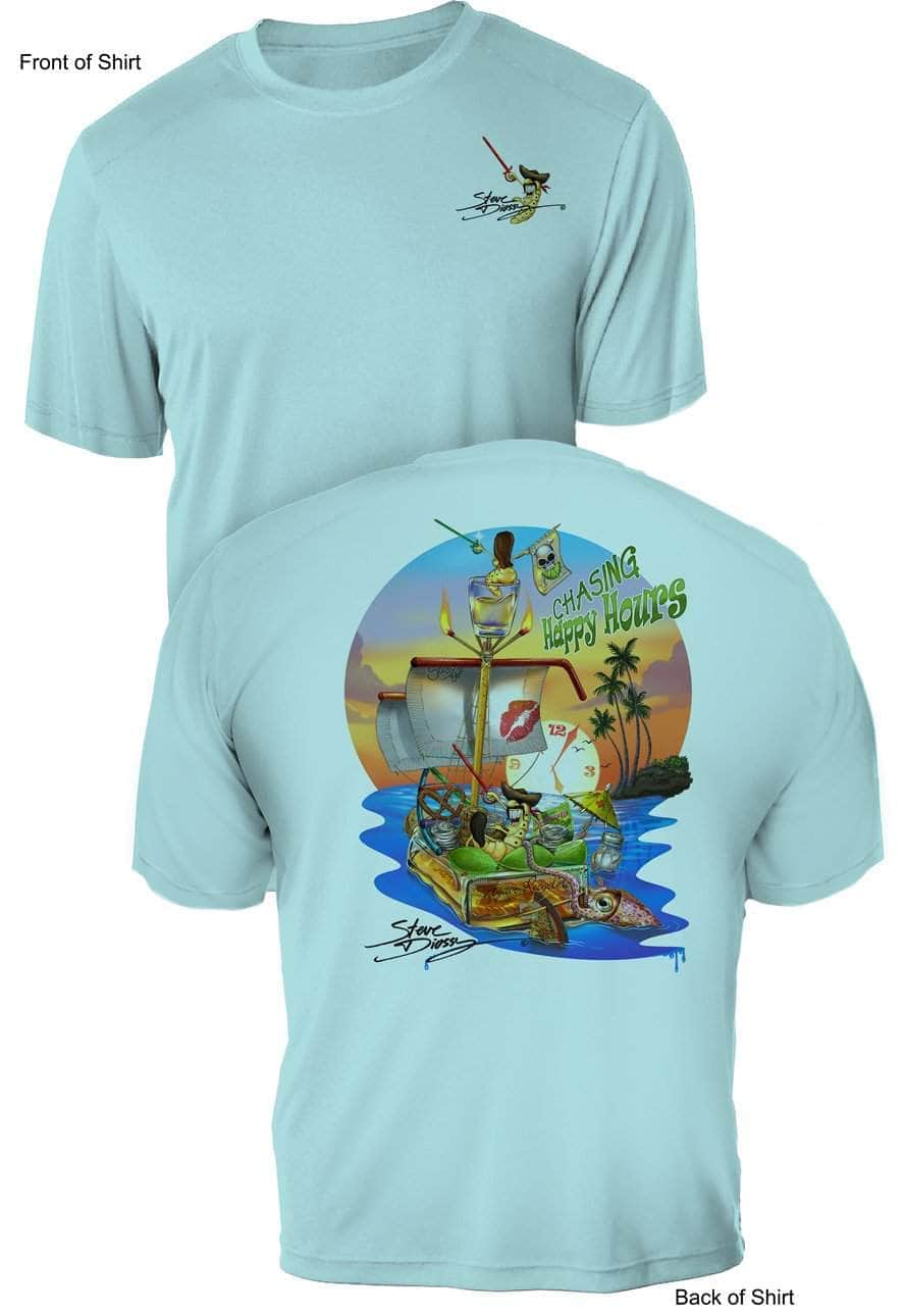 Chasing Happy Hours- UV Sun Protection Shirt - 100% Polyester - Short Sleeve UPF 50