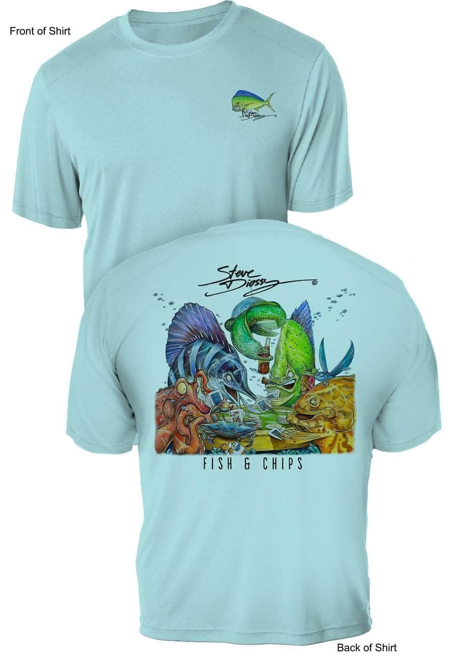 Fish N' Chips- UV Sun Protection Shirt - 100% Polyester - Short Sleeve UPF 50