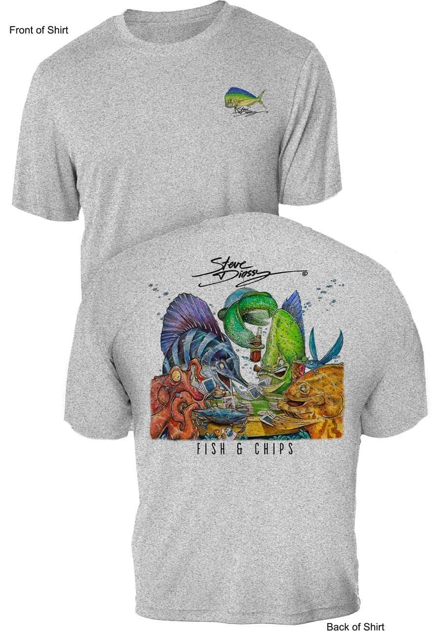 Fish N' Chips- UV Sun Protection Shirt - 100% Polyester - Short Sleeve UPF 50