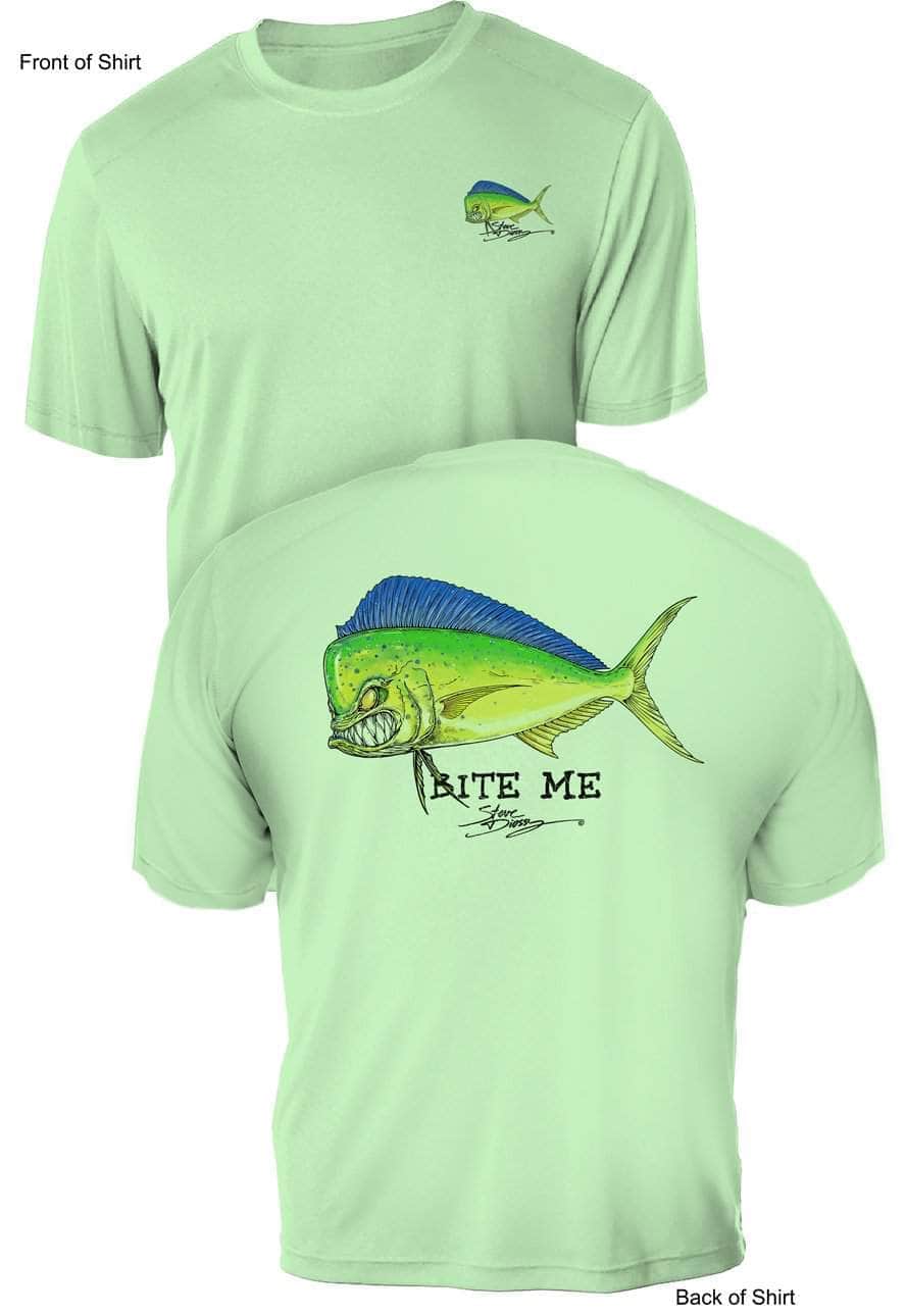 Bite Me Mahi- UV Sun Protection Shirt - 100% Polyester - Short Sleeve UPF 50