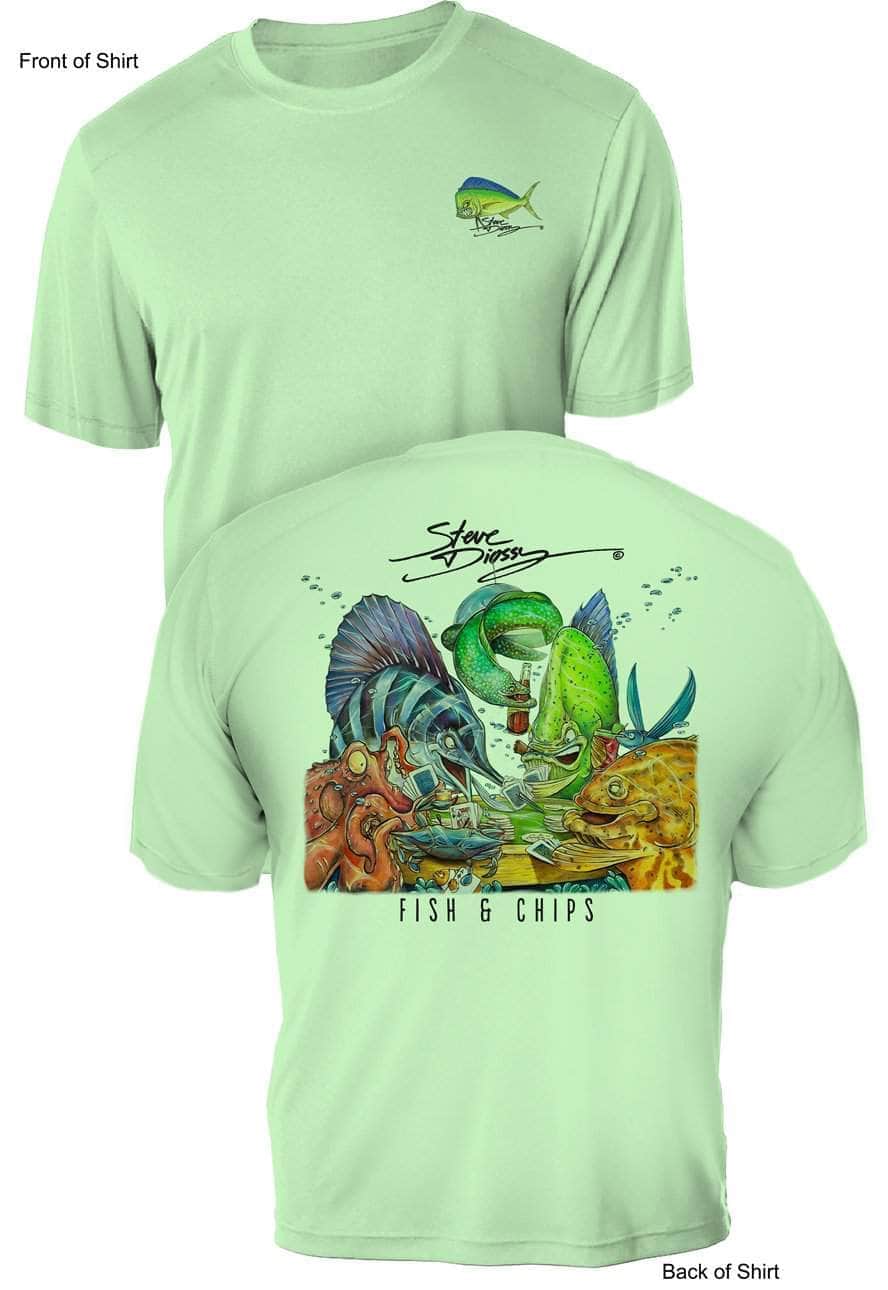 Fish N' Chips- UV Sun Protection Shirt - 100% Polyester - Short Sleeve UPF 50