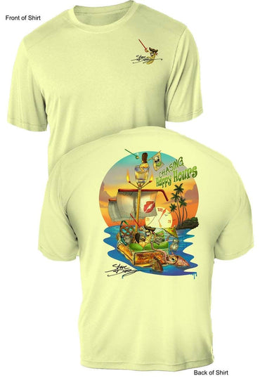 Chasing Happy Hours- UV Sun Protection Shirt - 100% Polyester - Short Sleeve UPF 50