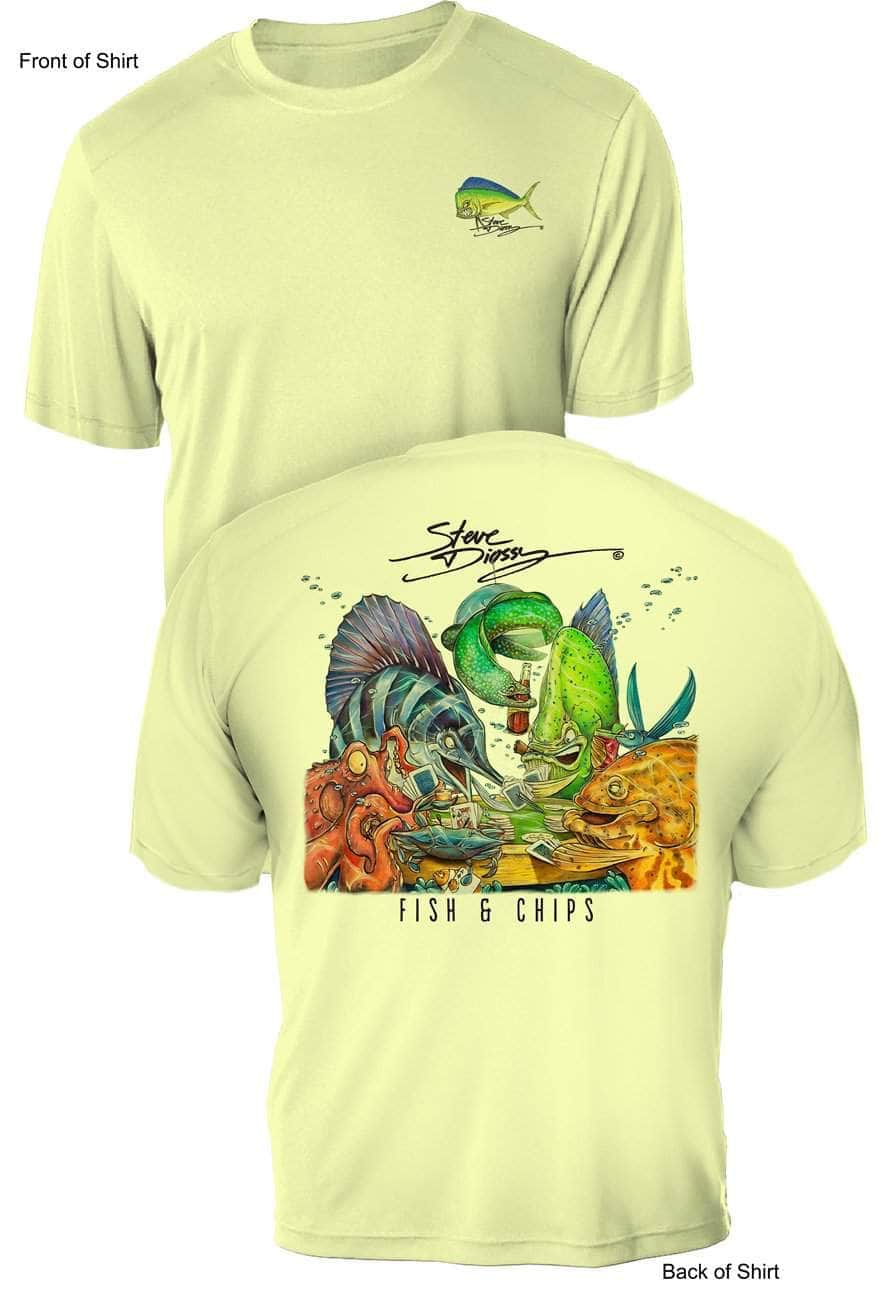Fish N' Chips- UV Sun Protection Shirt - 100% Polyester - Short Sleeve UPF 50