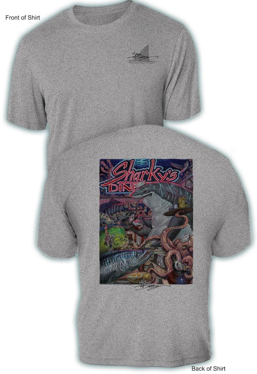 Sharky's Diner- UV Sun Protection Shirt - 100% Polyester - Short Sleeve UPF 50