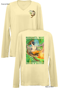 Margarita Wave- Ladies Long Sleeve V-Neck-100% Polyester
