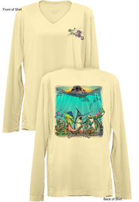 Give & Take- Ladies Long Sleeve V-Neck-100% Polyester