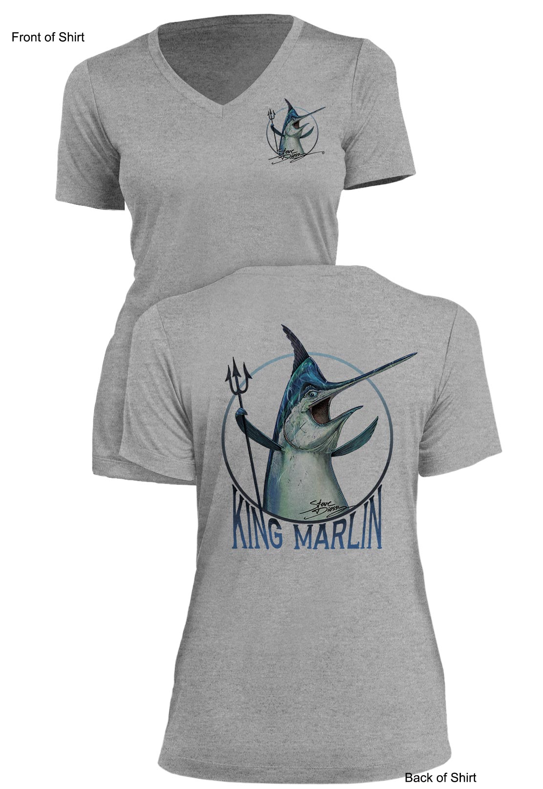 King Marlin- Ladies Short Sleeve V-Neck-100% Polyester