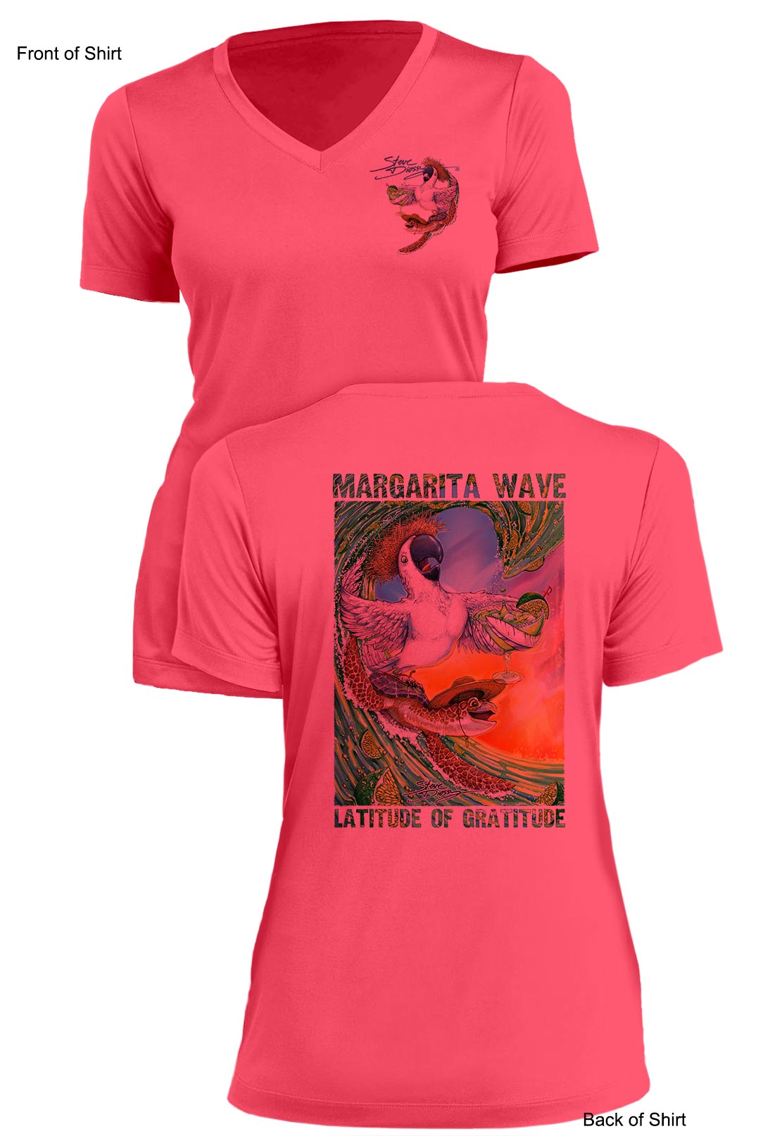 Margarita Wave - Ladies Short Sleeve V-Neck-100% Polyester
